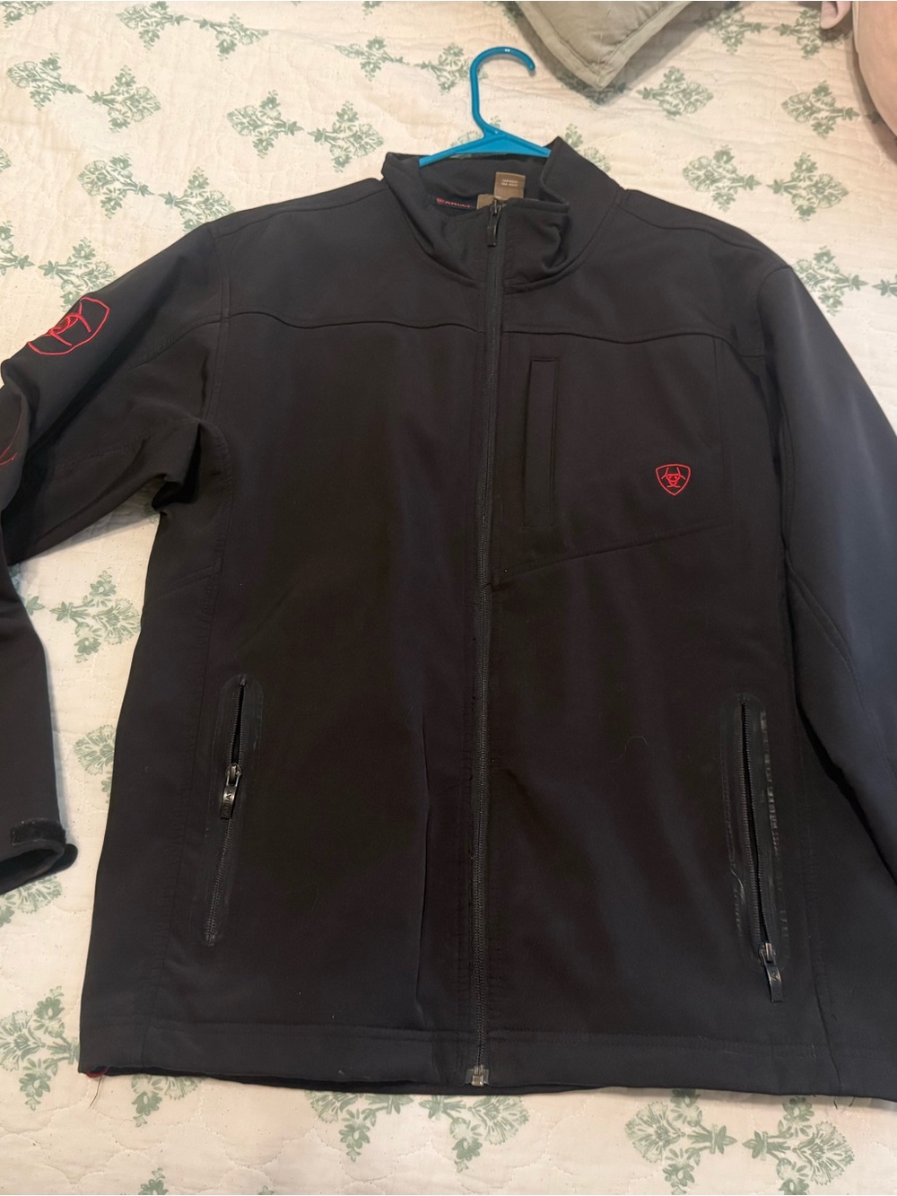 Ariat Black Softshell Jacket with Red Logo Accents